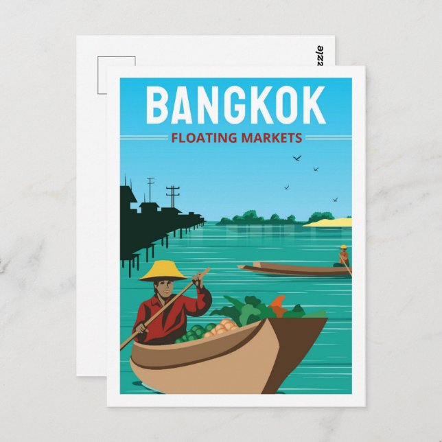 Bangkok Thailand Famous Travel Place Illustration Postcard (Front/Back)