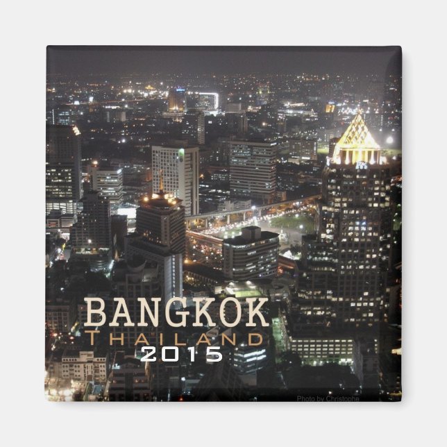 Bangkok Thailand Nighttime Travel Souvenir Magnet (Front)