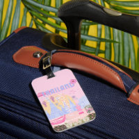 Bangkok Thailand Pastel Pink Blue Travel Poster