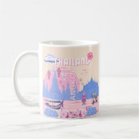 Bangkok Thailand Pastel Travel Blue Pink Poster