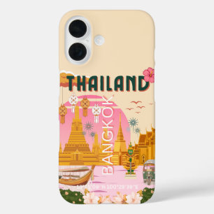 Bangkok Thailand Retro Vintage Travel Poster iPhone 16 Case