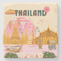 Bangkok Thailand Retro Vintage Travel Poster