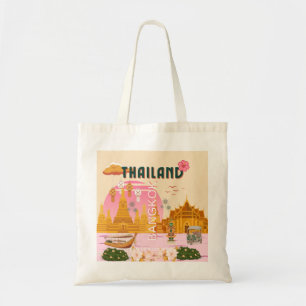 Bangkok Thailand Retro Vintage Travel Poster Tote Bag