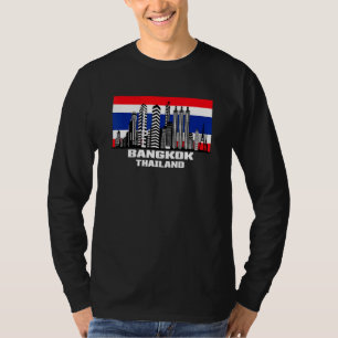 Bangkok Thailand Skyline Thai Flag Asia Cityscape  T-Shirt