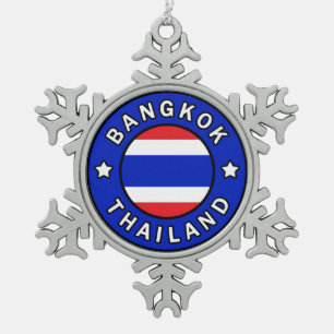 Bangkok Thailand Snowflake Pewter Christmas Ornament