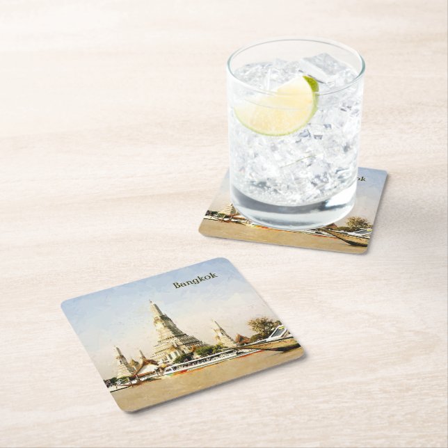 Bangkok, Thailand Square Paper Coaster (Insitu)
