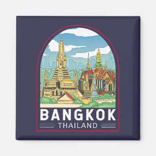 Bangkok Thailand Travel Retro Emblem Magnet