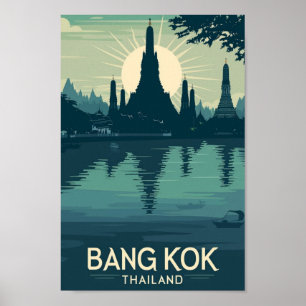 Bangkok Thailand Vintage Famous Travel Place Poster