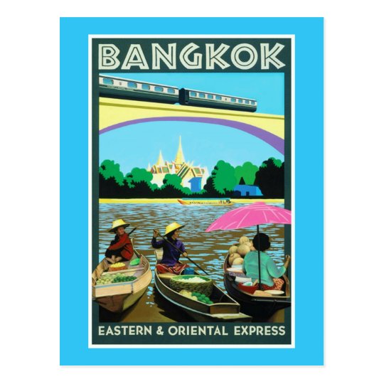 Bangkok, Thailand Vintage Travel Print Postcard | Zazzle ...