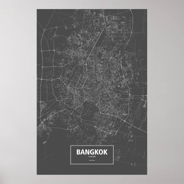 Bangkok, Thailand (white on black) Poster (Front)