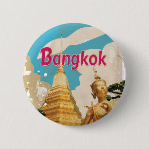 Bangkok Vintage Travel Poster 6 Cm Round Badge