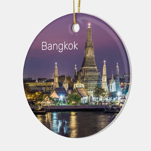 Bangkok Wat Arun Sunset BKK Thailand Souvenir Ceramic Ornament (Left)