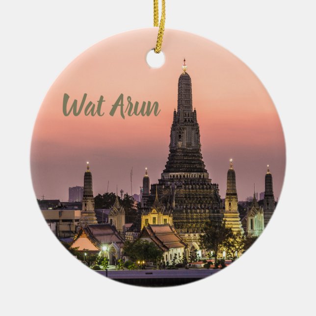 Bangkok Wat Arun Sunset BKK Thailand Souvenir Ceramic Ornament (Front)