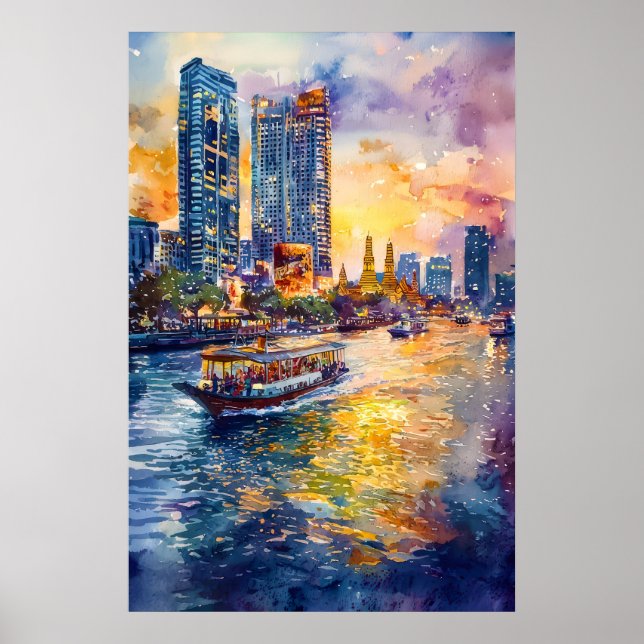 Bangkok Watercolor 1 Poster (Front)