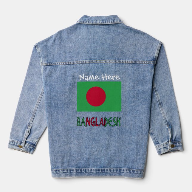 Bangladesh Bangladeshi Flag White Personalisation Denim Jacket (Back)