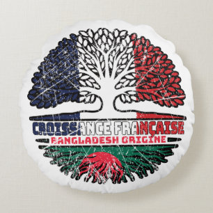 Bangladesh Bangladeshi French France Tree Roots Round Cushion