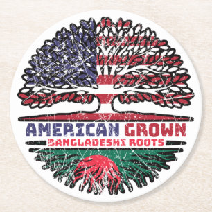 Bangladesh Bangladeshi US American USA United Round Paper Coaster