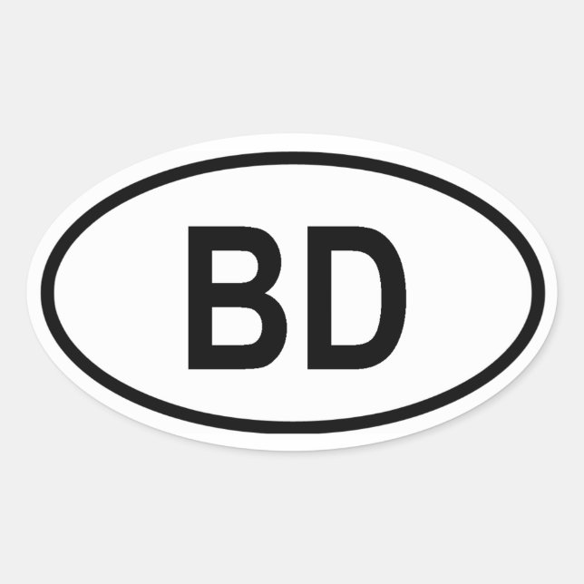 Bangladesh "BD" Oval Sticker (Front)
