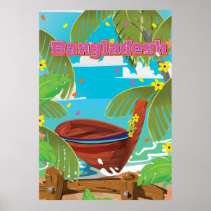 Bangladesh Cartoon travel poster print.
