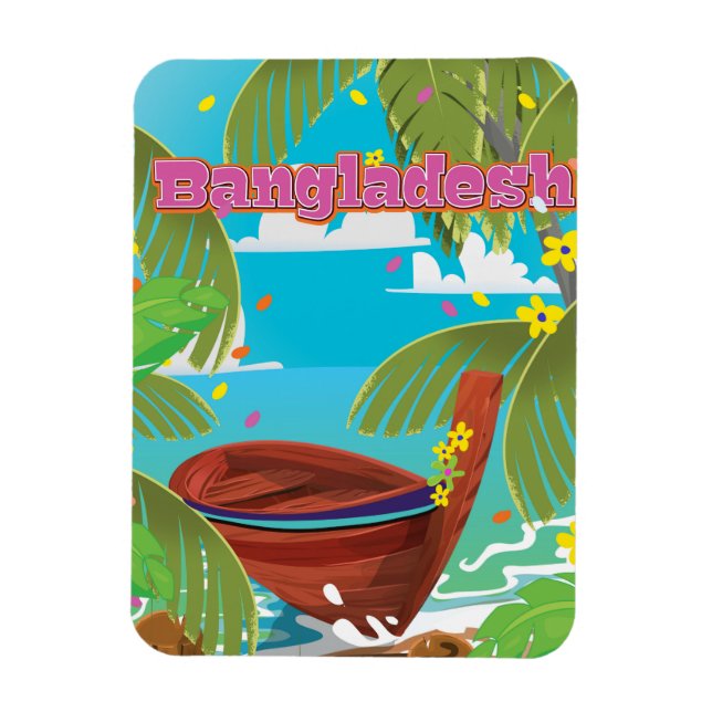 Bangladesh Cartoon travel poster print. Magnet (Vertical)