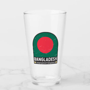Bangladesh Flag Emblem Distressed Vintage Glass