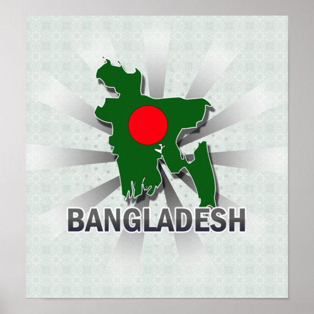 Bangladesh Flag Map 2.0 Poster (Front)