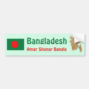 Bangladesh Flag + Map Bumper Sticker