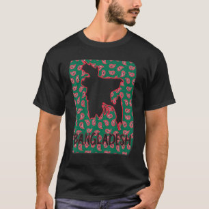 Bangladesh map on Traditional Bengali floral patte T-Shirt
