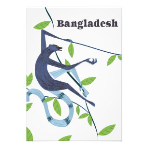 Bangladesh Monkey vintage vacation poster