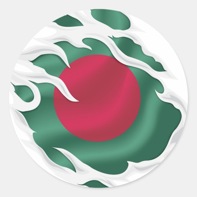 Bangladesh Ripped Flag Classic Round Sticker (Front)