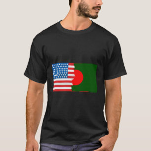 Bangladeshi American Half Bangladesh America Flag T-Shirt