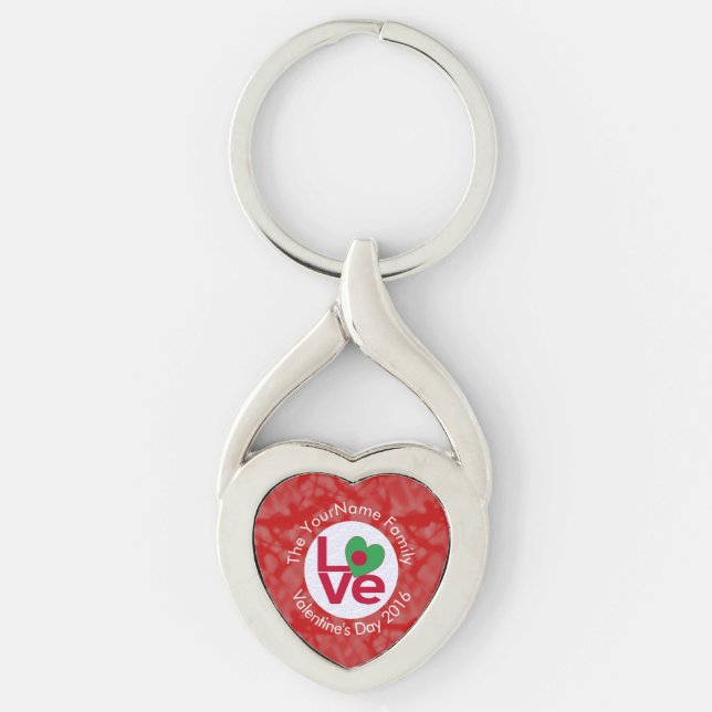 Bangladeshi Flag Heart LOVE Red Personalised Text  Key Ring (Front)