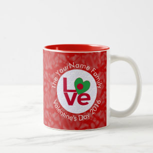 Bangladeshi Flag Heart LOVE Red Personalised Text Two-Tone Coffee Mug