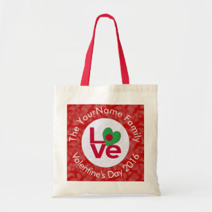 Bangladeshi Flag Red Letters LOVE White on Red Tote Bag