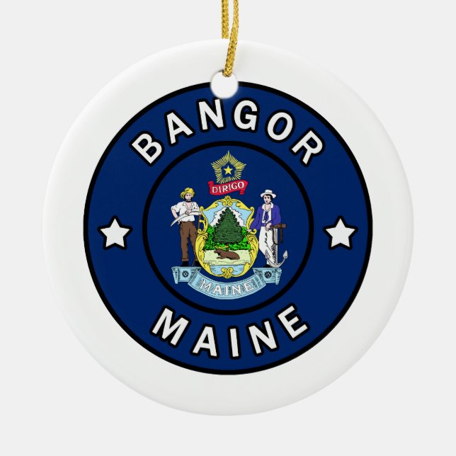 Bangor Maine Ceramic Ornament (Front)