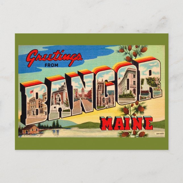 Bangor Maine Greetings Postcard (Front)