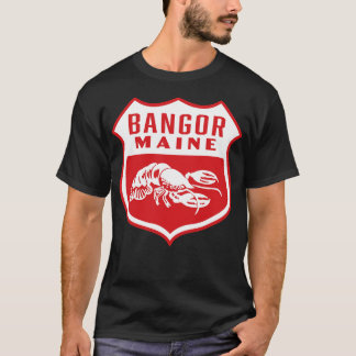 Bangor Maine Retro Shield White T-Shirt
