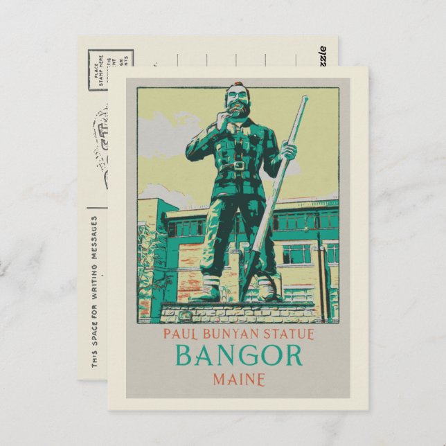 Bangor Maine USA, Paul Bunyan Statue Postcard (Front/Back)
