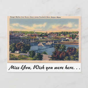 Bangor Skyline, Bangor Maine Postcard