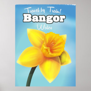 Bangor, Wales vintage Daffodil travel poster