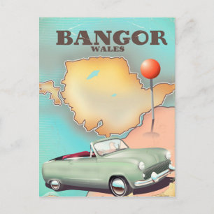 Bangor Wales vintage style travel poster Postcard