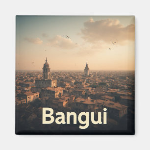 Bangui Cityscape At Golden Hour With Historic Towe Magnet