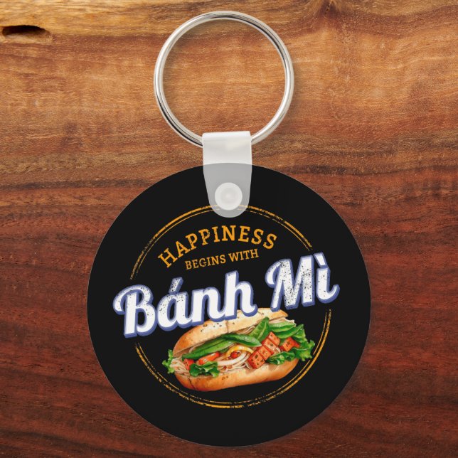 Banh Mi Street Food Baguette Vintage Vietnam Retro Key Ring (Front)