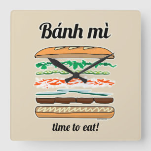 Banh Mi Vietnamese sandwich French bread baguette Square Wall Clock