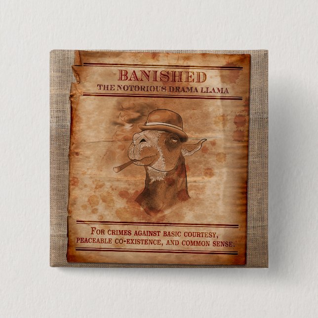 Banish Drama Llamas - 2" Square Button (Front)