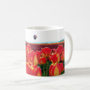 Banja Luka Tulips in a Field with Hot Air Balloon Coffee Mug
