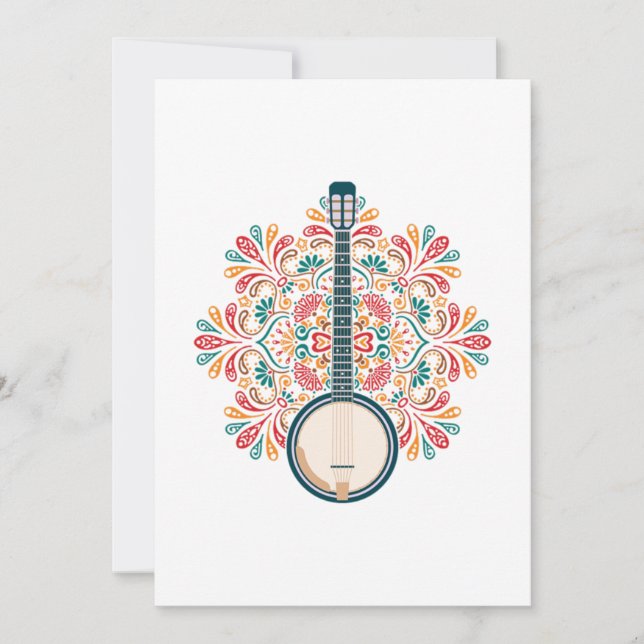 Banjo Acoustic Instrument Country Music Blue Gift Invitation (Front)