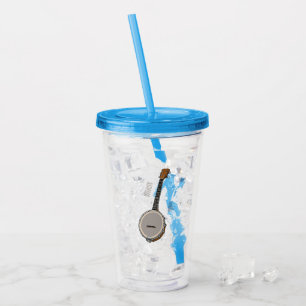 Banjo cartoon illustration acrylic tumbler