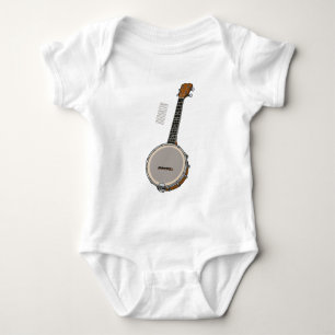 Banjo cartoon illustration  baby bodysuit
