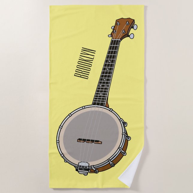 Banjo cartoon illustration  beach towel (Front)